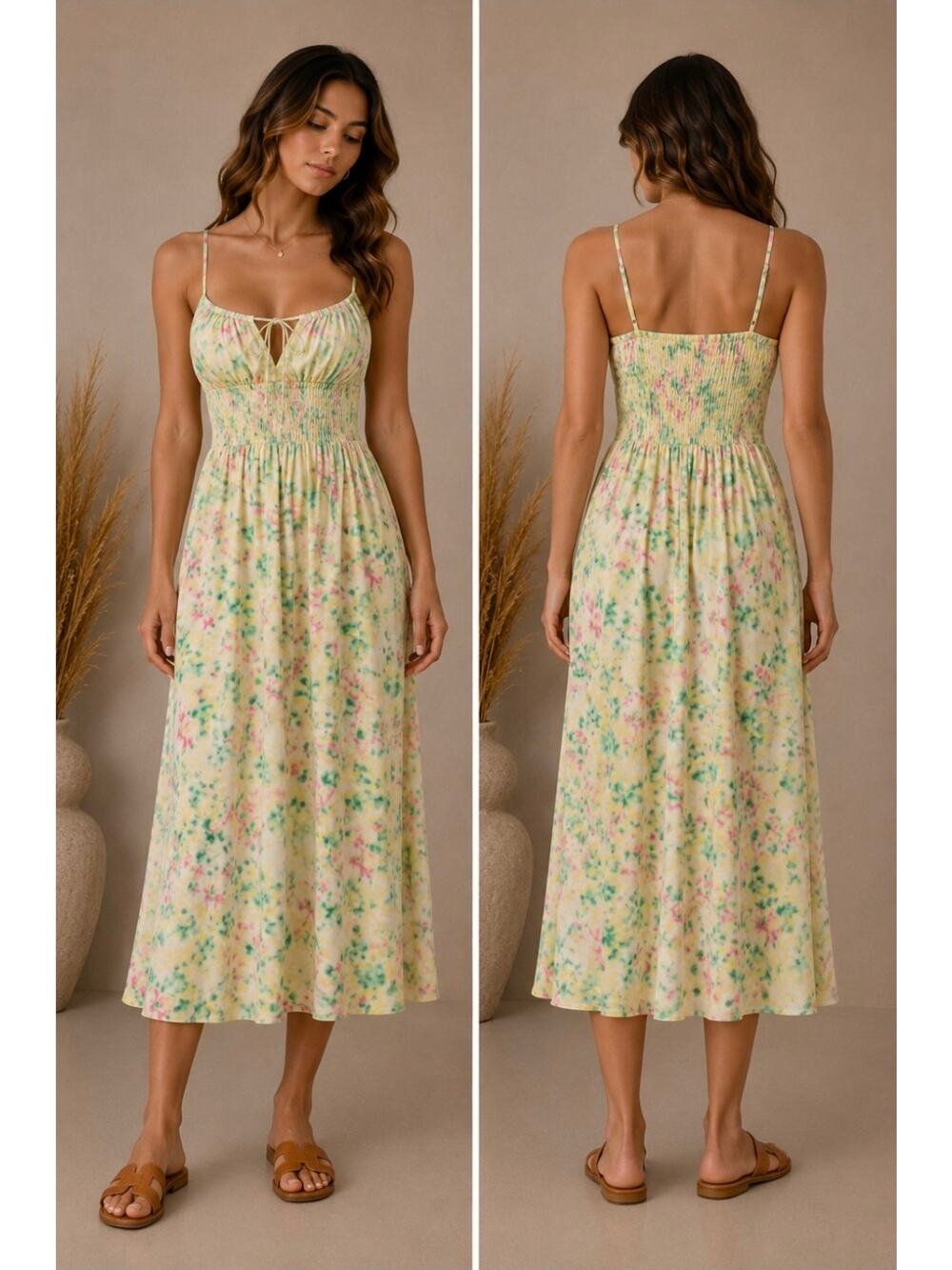 #137 MSRP $148 NWT ASTR LYSETTE ORCHID GREEN FLORAL MIDI DRESS ♡SIZE M♡